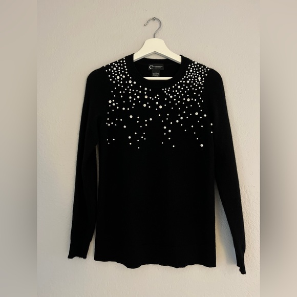 Bloomingdale's Sweaters - CASHMERE knit Black Sweater Top C BLOOMINGDALES Formal size S